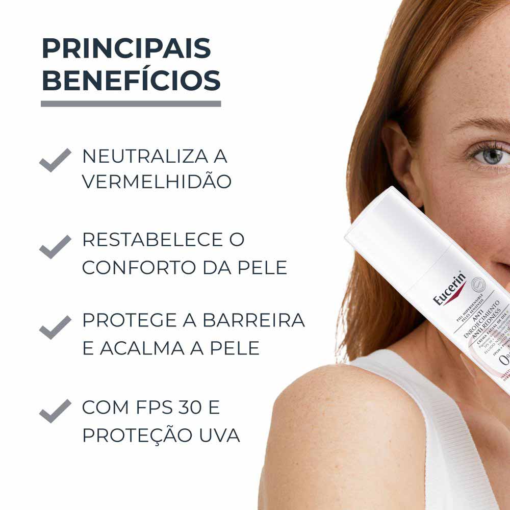 EUCERIN Creme Facial Antivermelhidão Anti-Redness Peles Sensíveis FPS30 50ml